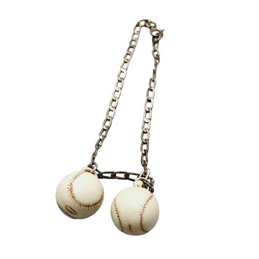 Vintage Acrylic Baseball Charm Bracelet (A1158)